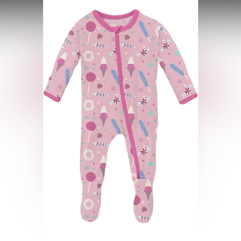 Kickee Pants Pink Cake Pop Candy Dreams One Piece Footie Pajamas 6-12 Months